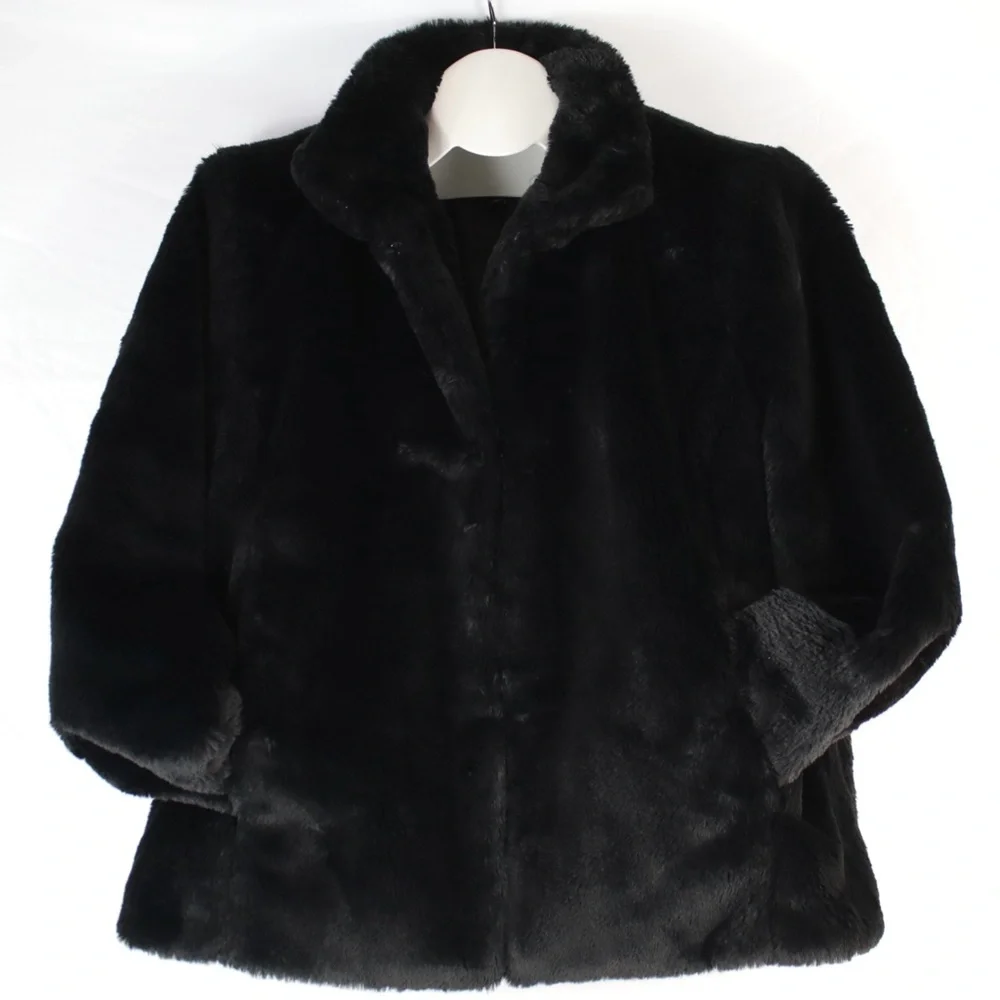 Express Black Faux‎ Fur Jacket Womens Size XL - NEW